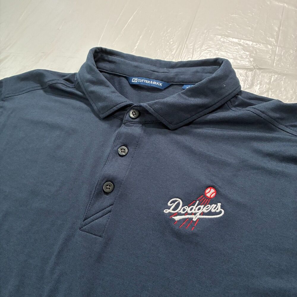 Los Angeles Dodgers Cutter and Buck Navy Polo Men's Large Golf MLB Baseball